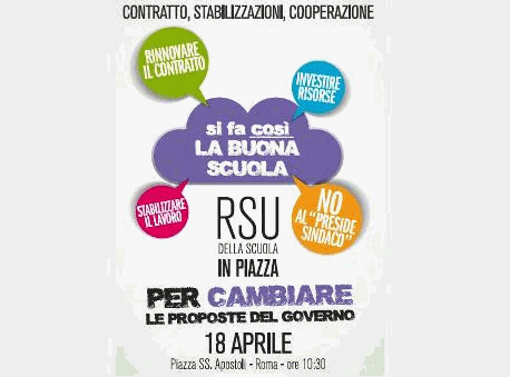 18 aprile 2015,  RSU della scuola in piazza